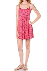 Jersey/Polyester/Rayon Gathered Polka Dot Print Spaghetti Strap Corset   Waistline  Dress