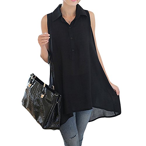 Asher Womens Summer Loose Sleeveless Long Tunic Top Blouse