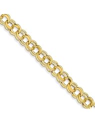 14k Lite 8.5mm Double Link Charm Bracelet, Best Quality Free Gift Box Satisfaction Guaranteed