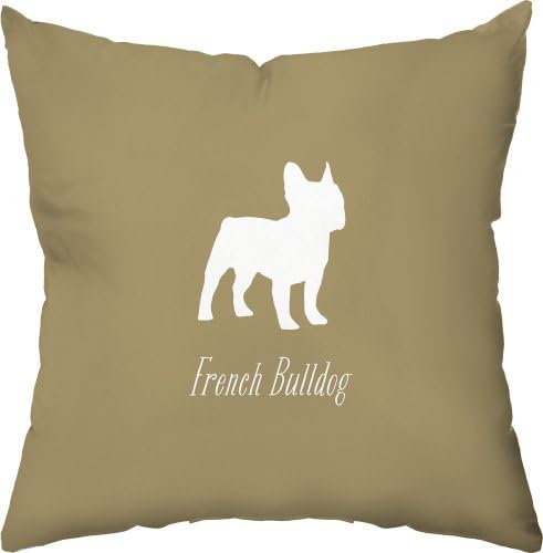 Checkerboard Decorative Throw Pillow, 18 by 18-Inch, French Bulldog, Taupe