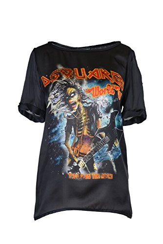 Dsquared Women's 100% Silk Multi-Color Graphic Blouse Top US S EU 40