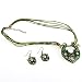 Schmuckset Ohrring Halskette Herzform Grün Strass Metal