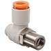 SMC AS Air Flow Control Valve, PBT & Nickel Plated Brass, Elbow, Tamper Proof, With Sealant, NPT Male X Push-to-Connect Fitting