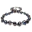 HinsonGayle Extreme Baroque Collection Handpicked 10-11mm Peacock Black Baroque Cultured Pearl Necklace (Sterling Silver)