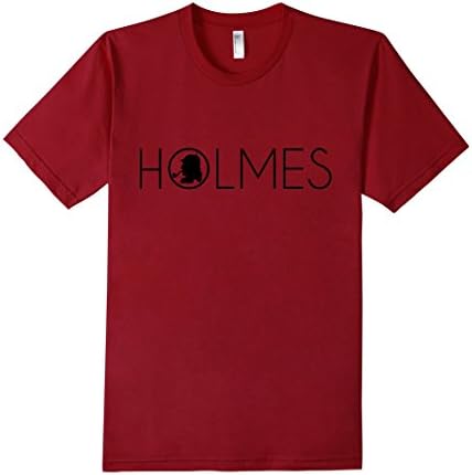 Men's Holmes T-Shirt with Sherlock in Deerstalker Hat Silhouette Medium Cranberry