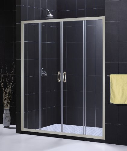 Clear Glass Brushed Nickel Frame Shower Door 60 X 72 VISIONS Dreamline SHOWER DOOR with 1/4 glass