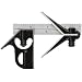 Starrett C33HC-4-4R Forged, Hardened Steel Square And Center Heads With Satin Chrome Blade Combination Square, Smooth Black Enamel Finish, 4R Graduation, 4" Size