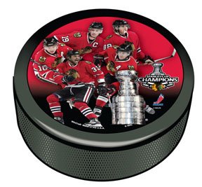 Chicago Blackhawks Stanley Cup Champs Players Photo Puck