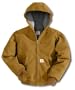 Carhartt Boy's Duck Active Jacket - Fleece Lined (Carhartt Brown) - S - Regular