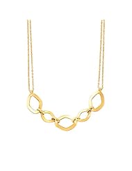 14K Yellow Gold Flat Oval Motif Chain Necklace