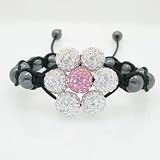 Ladies Fancy Link Bracelet Fuchsia and Clear Swarovski Crystal Beads 10mm