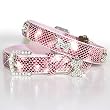 "The Wild Thing" 122 Swarovski crystals jewelled Python Print Leather Dog Collar - Pink / Small (7"-11")