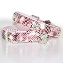 "The Wild Thing" 122 Swarovski crystals jewelled Python Print Leather Dog Collar - Pink / Small (7"-11")