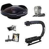 Opteka Deluxe "Skaters" Package (Includes the OPT-SC37FE Platinum Series 0.3X HD Ultra Fisheye Lens, X-GRIP Camcorder Handle, & 3 Watt Video Light) for Panasonic 	 HD2 Professional Lens & Filter Set For The Panasonic AG-HMC70 H SC1U DX1 AG-DVC15 AG-DVC30 AG-DVC60 AG-DVC7 PV-GS500 PV-GS400 PV-GS250 PV-DV73 HDC-SD1 HDC-DX1 HDC-HS250 HDC-HS300