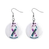Stop Domestic Violence Awareness Ribbon Dangle Earrings Jewelry 1 inch Buttons 16452812