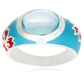 Sterling Silver, Blue Topaz and Enamel Ring by David Sigal by Amazon.com Collection