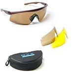 NYX Golf Sunglasses Tour Shield Matte Brown Frame with Amber 3 Lens Set 99404