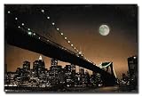 Brooklyn Bridge (Moon Over Skyline) Art Poster Print - 24