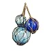 Set of 3 Soothing Blue Nautical Glass Ball Fishing Floats