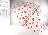 Transparenter Romantischer Regenschirm Automatik mit Herzdesign pink Herzen Herz 85 cm