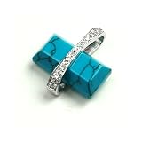 Natural Turquoise and Swarvoski Crystal Designer Style Sterling Silver Pendant with Rhodium Plated...