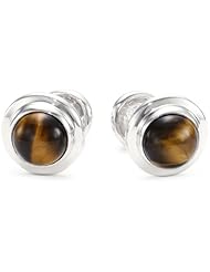 ROTENIER "Classic" Sterling Silver Globe with Tiger Eye Cufflinks