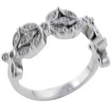 Sterling Silver Cz Flowers Right Hand Ring