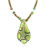 Light Green Leaf Drop Murano Glass Necklaces