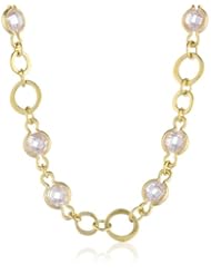 18k Yellow Gold Plated Sterling Silver Simulated Diamond Chain Necklace, 17"