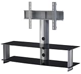 Sonorous PL2000 Black Glass and Silver Aluminium Stand for TV Sizes upto 50inch
