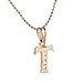 Snowman Lee Cubic Diamond 18k Rose gold plated Letter T Chain Pendant Necklace