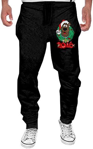 POHH PANTS Men's Sweatpants Jogger Pants Without Pockets-Scooby Doo Christmas Black