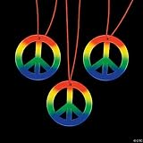 Rainbow Peace Sign Hippie Necklaces (4 dz)
