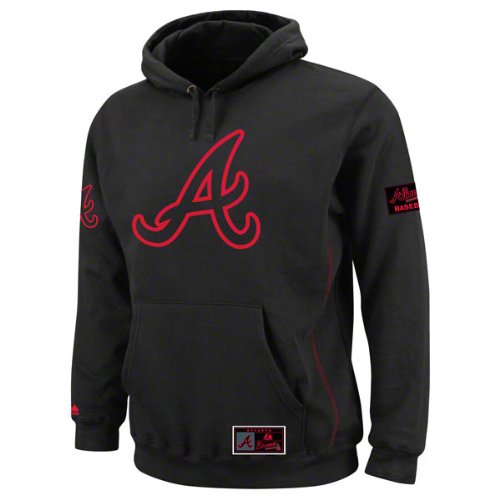 Majestic Atlanta Braves Black Be Proud Pullover Hoodie Sweatshirt (Small)