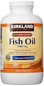 Kirkland Signature Omega-3 Fish Oil Concentrate, 400 Softgels, 1000 mg Fish Oil with 30% Omega-3s (300 mg)