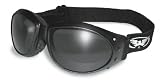 Red Baron Motorcycle / Aviator Goggles Black Padded Frame w/ Smoke Lens