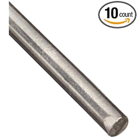 Stainless Steel 304V Wire .009"OD (Vacuum-Arc Remelt) Prec.Ground, 60" Straight Length (Pack of 10)