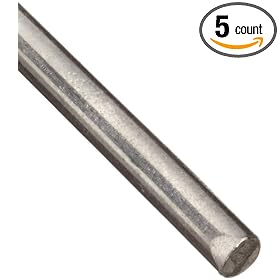 Stainless Steel 304V Wire .012"OD (Vacuum-Arc Remelt) Prec.Ground, 60" Straight Length (Pack of 5)