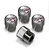 Corvette C5 Colored Logo Black ABS Tire Stem Valve Caps