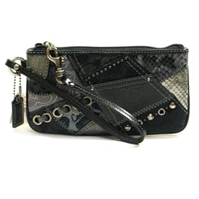 Coach Patchwork Signature Wristlet Case Bag 42003 for IPOD Black