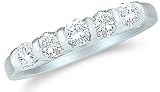 41lufrREQnL. SL160  Size   10   14k White Gold Round Cut Five Diamond Ladies Womens 5 Stone Wedding or Anniversary Ring Band