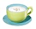 Jumbo 20 Oz Ceramic Cup & Saucer, Green/Blue