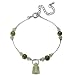Hand Carved Jade Bell Bead and Crystal Bracelet 7" with 2" Chain Extender