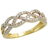 14k Gold Crisscross Diamond Knot Band, w/ 0.22 Carat Brilliant Cut Diamonds, 3/16 in. (5mm) wide