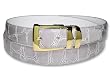 Croc Embossed SILVER GREY Bonded Leather Belt Gold-Tone Buckle Extra-Long XL