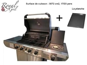 en inox &agrave; gaz 5 bruleurs + plancha + grill: Jardin
