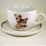 24oz Dog Breed Soup Mug and Saucer - Jack Russell