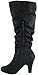 Top Moda Women's Plug-2K Knee High Mid Heel Boots with Buckle Straps