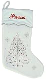 White Jeweled Tree Christmas Stocking