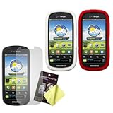 Two Silicone Cases / Skins / Covers (White, Red) & LCD Screen Guard / Prote ....